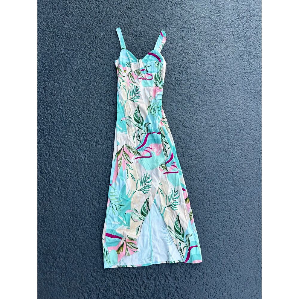 NWT Women’s Size XXS Shore Brand Pink Tropical Barcelona Wrap Tank Dress